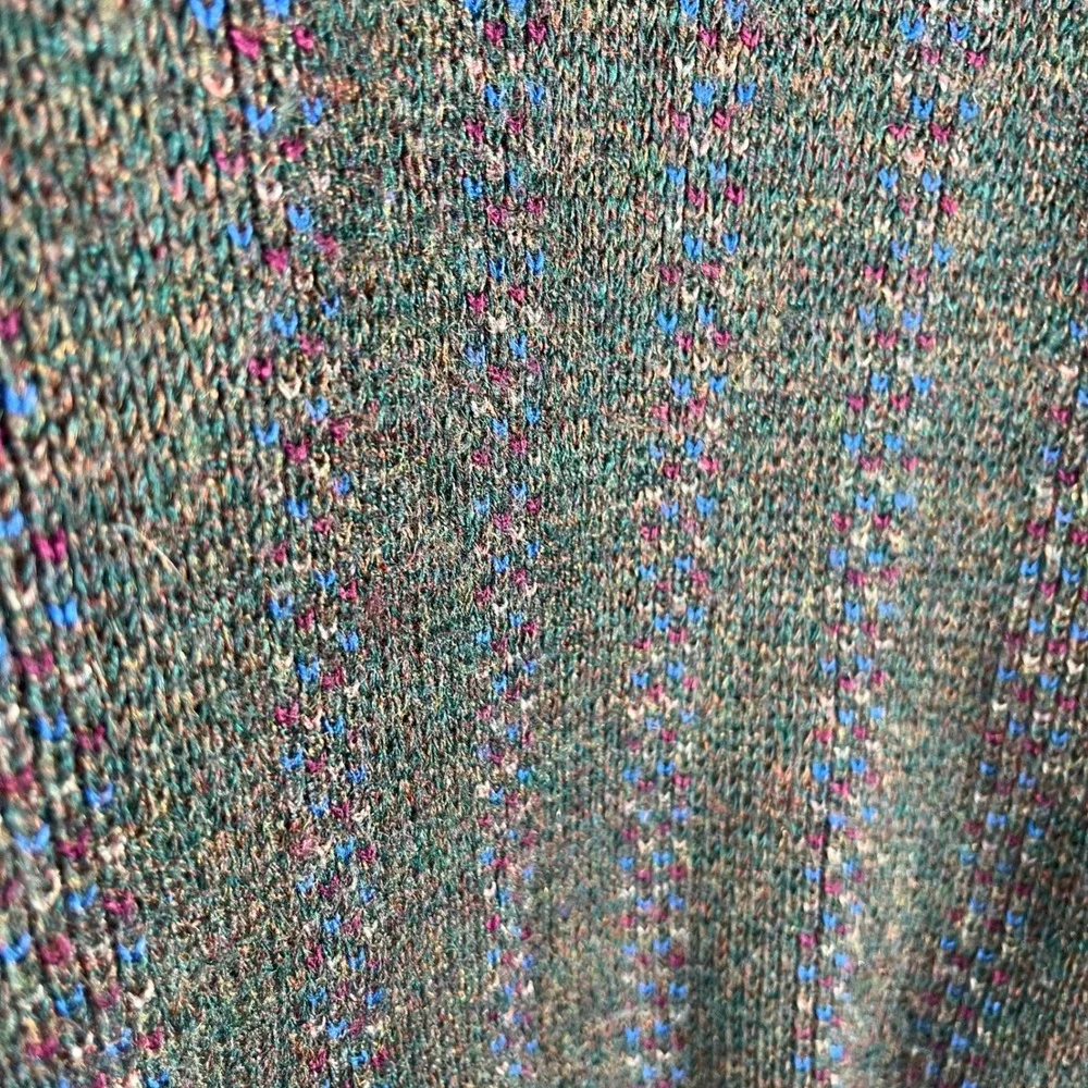 Vtg 90s Y2K Jantzen Knit Sweater Men's L Green Maroon Striped Fisherman‎ Grandpa